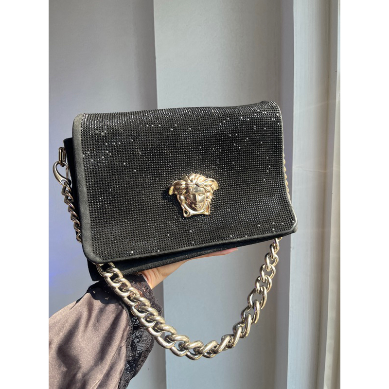 preloved versace swarovski crystal  evening shoulder bag