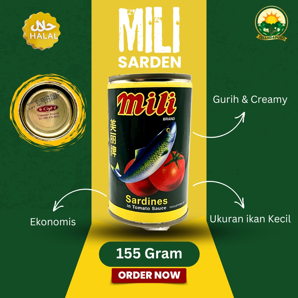 

Sarden Mili Tulisan Merah Produk Thailand (Per 2 pcs) / Ikan Ukuran Kecil / Expired 2027