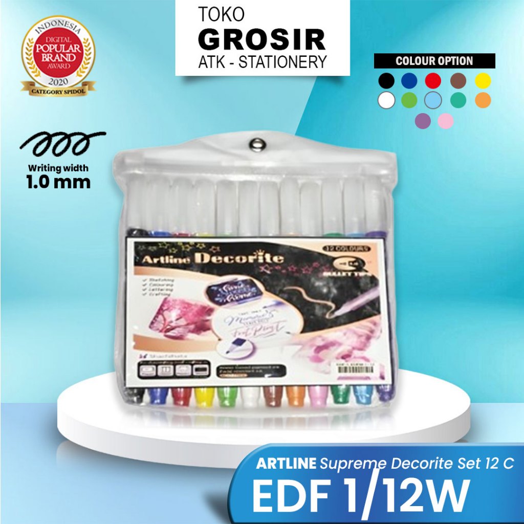

GROSIR ARTLINE Spidol Supreme Decorite Bullet Nib Marker SET 12 Colours EDF-1/12W