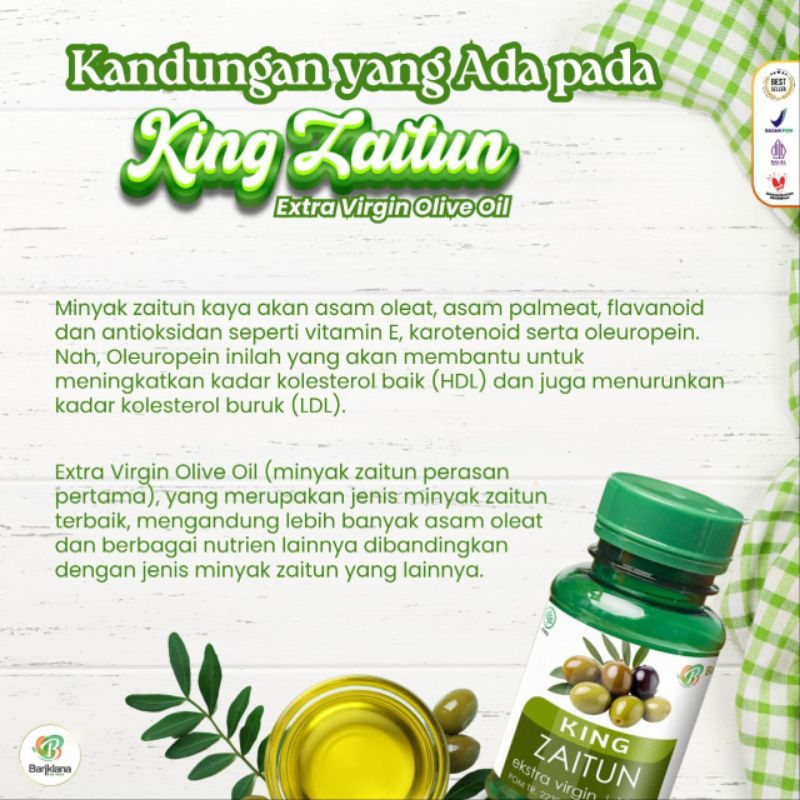 

[KING ZAITUN EXTRA VIRGIN 60KAPSUL]Mengurangi Resiko Penyakit Jantung Mengontrol Kolesterol Mencegah Penyakit Kanker