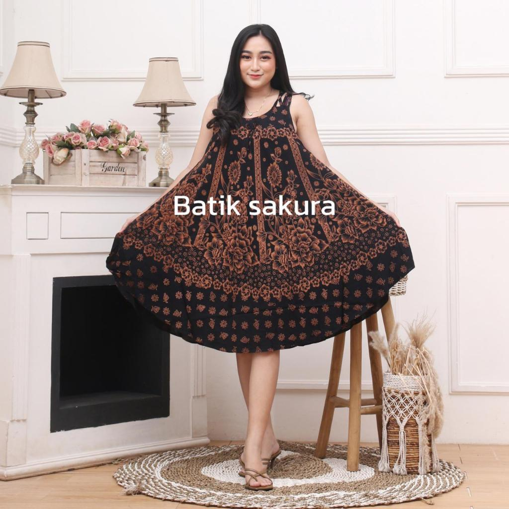 Daster Yukensi Vania Motif Printing Batik Sakura Pekalongan Baju Wanita Dewasa Busui Abg  Putri