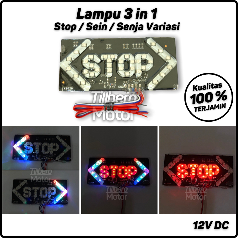 Lampu LED Stop Rem 3 in 1 Sein Sen Senja Kotak Motor / Mobil