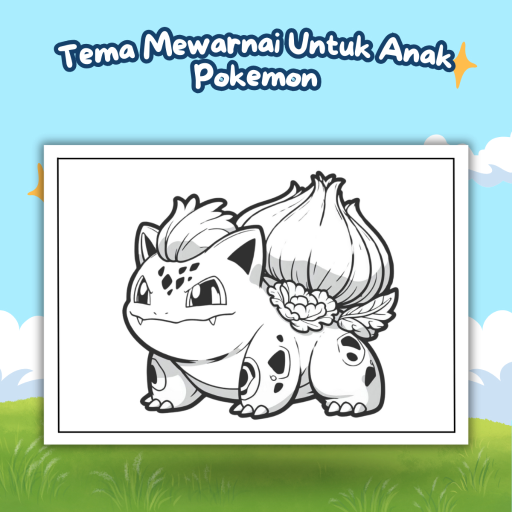 

Kertas Gambar Mewarnai Untuk Anak TK & PAUD Tema : Pokemon 20 Lembar Mewarnai