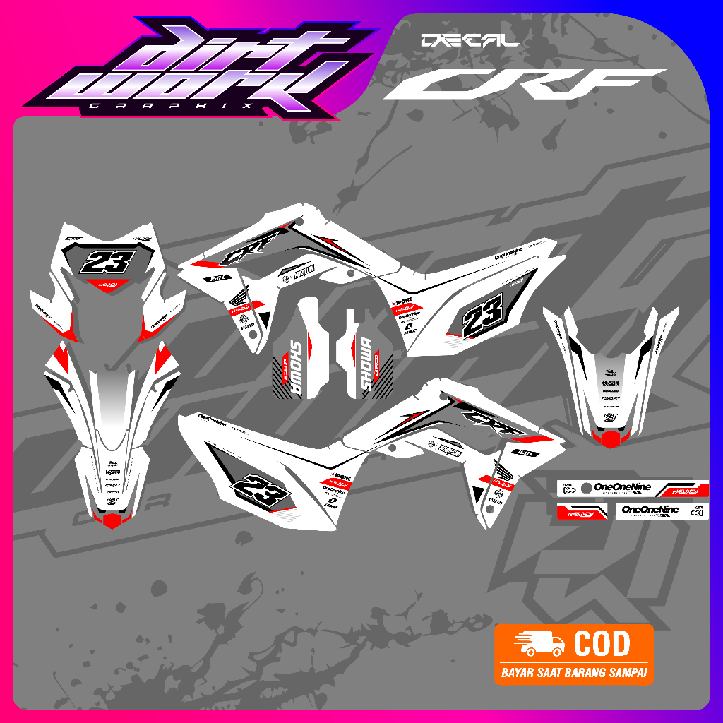 DECAL HONDA CRF 150 L FULLBODY PUTIH HOLOGRAM GLOSSY DOFF BY DIRTWORK