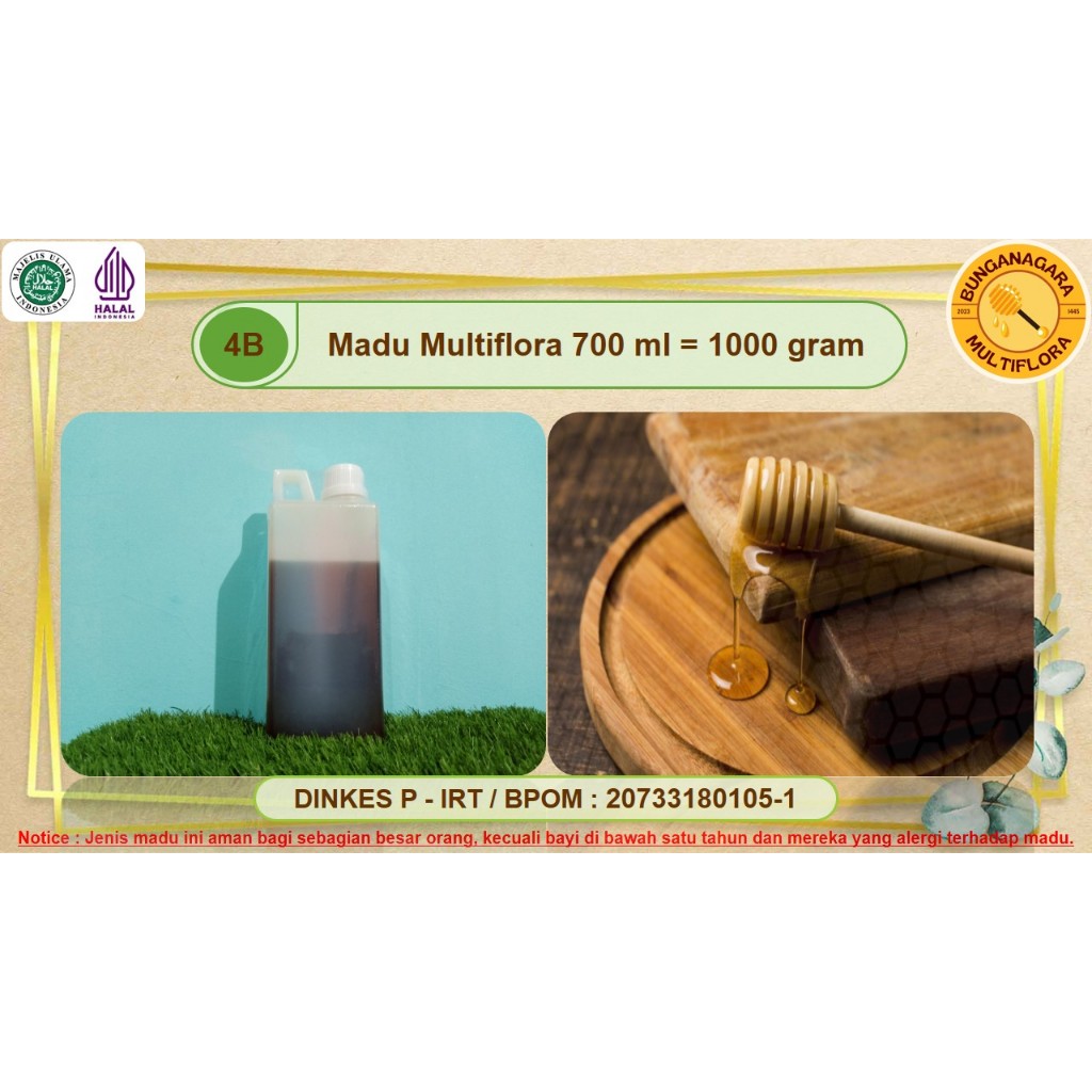 

MADU MULTIFLORA ASLI HUTAN ALAM INDONESIA 1 KG | 700 ML 1000 GRAM BUNGANAGARA PURE HONEY