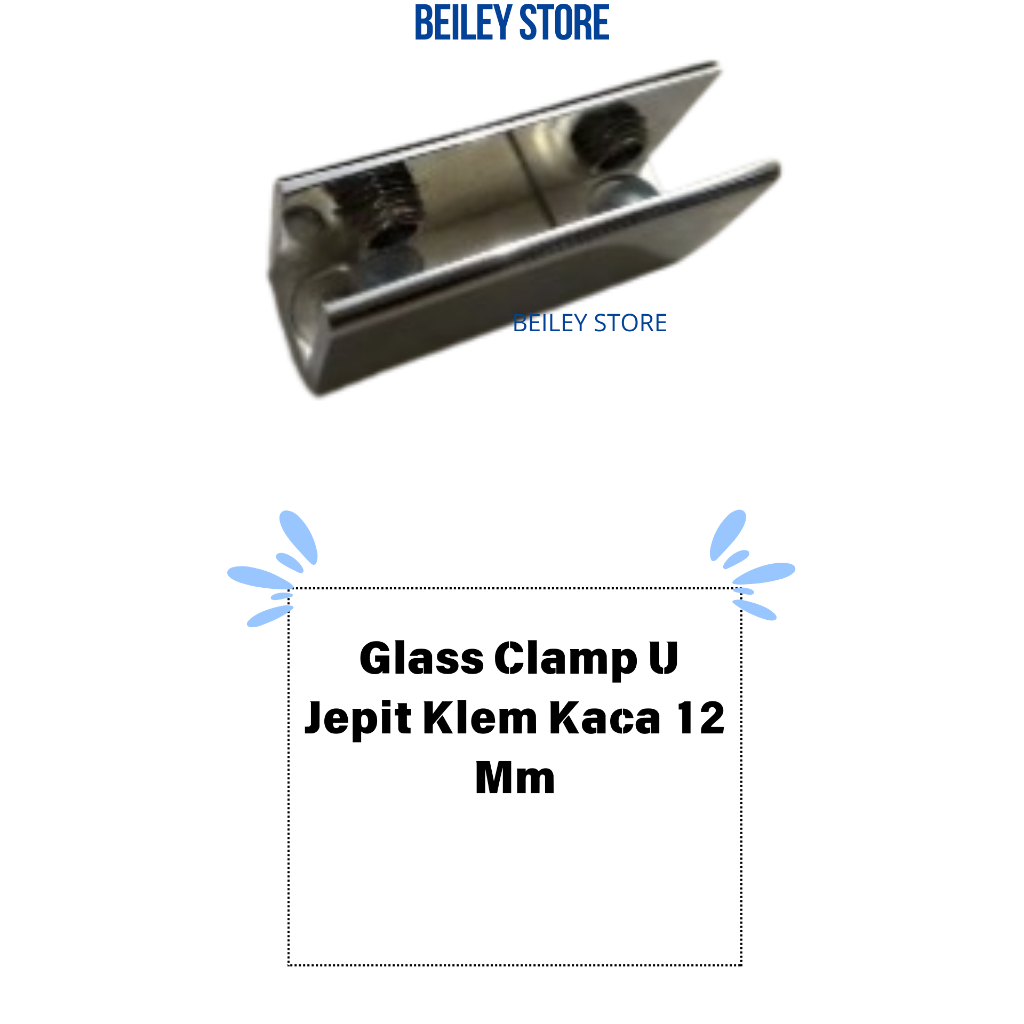 Ambalan Klem Jepit Kaca 8 - 12 Mm Glass Clamp U Jepit Klem Kaca 12 Mm