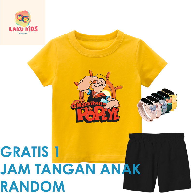 Baju+Celana POPEYE Kaos Anak Distro Unisex anak laki-laki anak perempuan LAKU KIDS FASHION 1 2 3 4 5