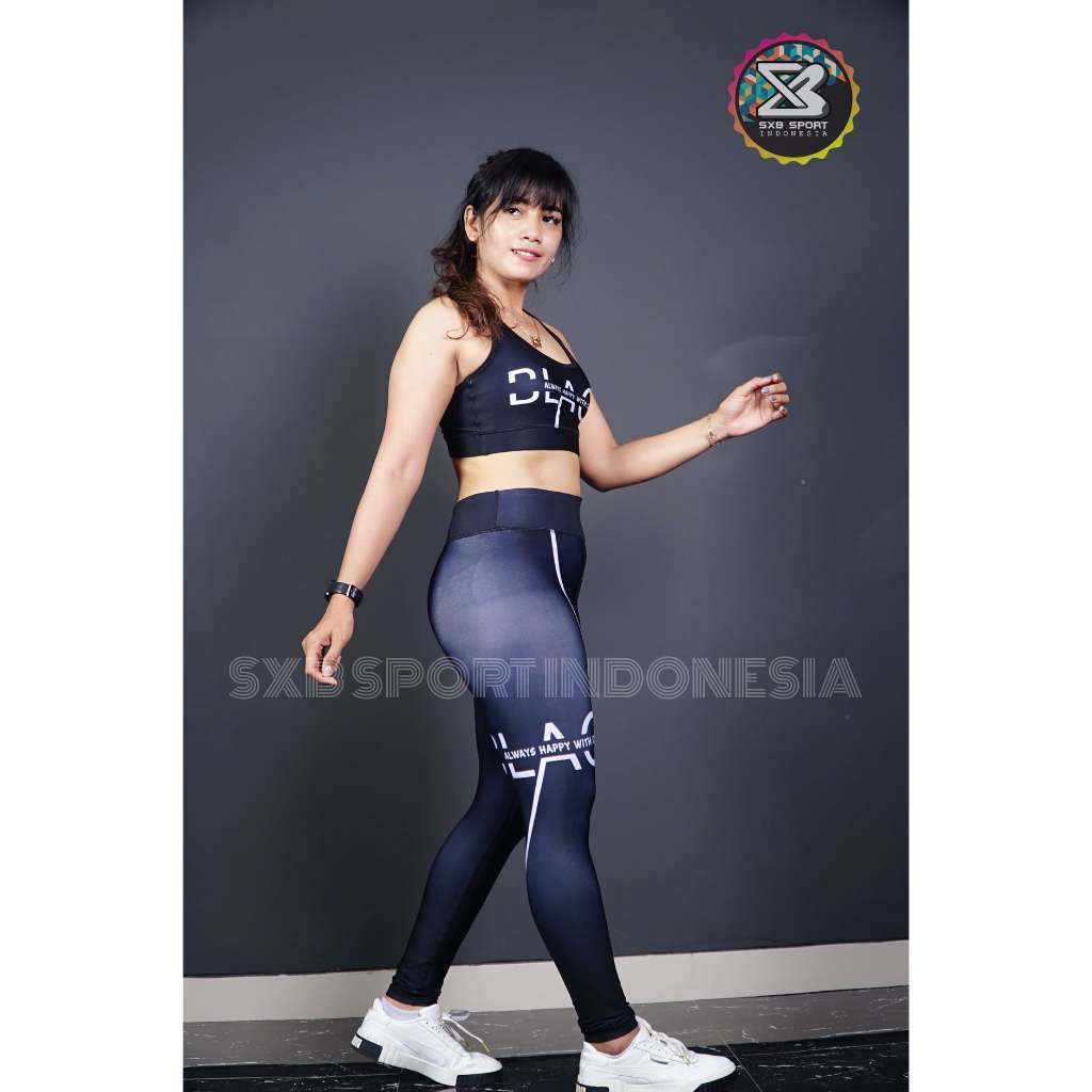 SXB BLACK WORD SPORT BRA AND LEGGING