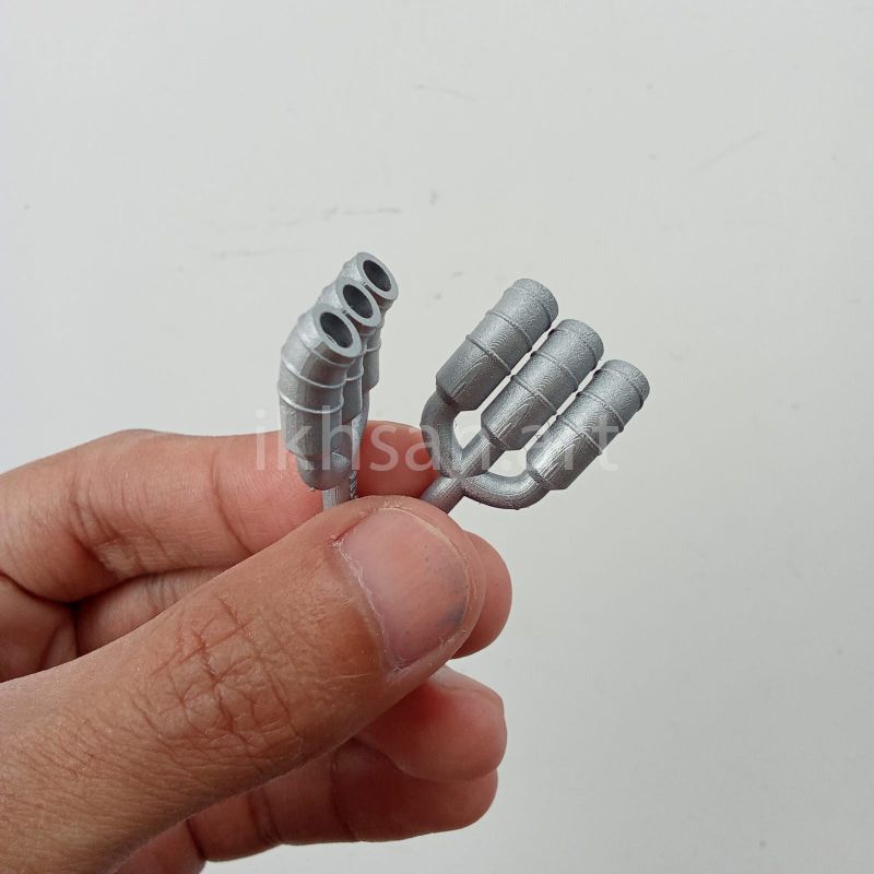 menjual miniatur knalpot racing 3 pipa bus telolet skala 1:20 atau 18mm bahan resin tersedia warna s