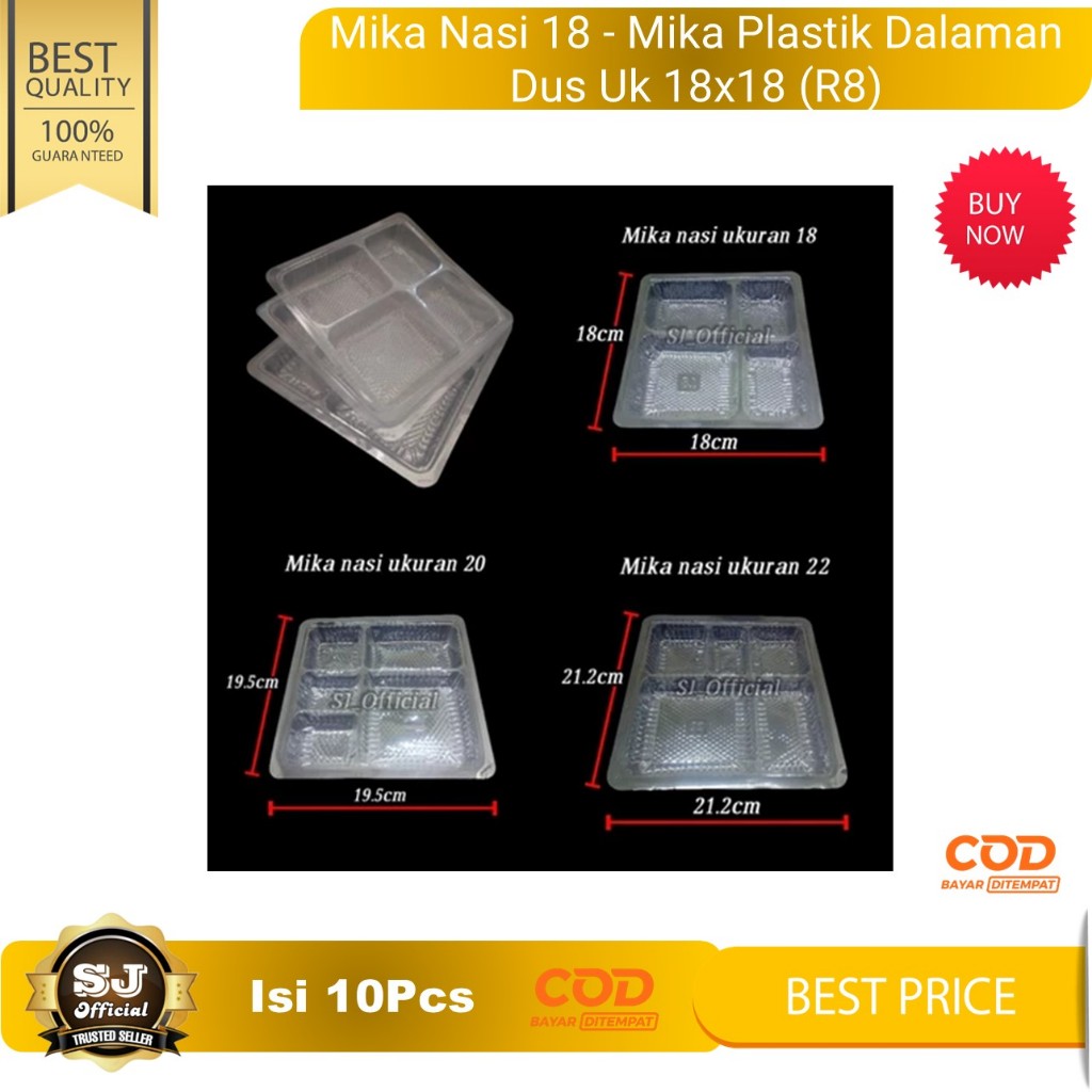 Mika Nasi 18 - Mika Plastik Dalaman Dus Uk 18x18 (R8) - Per 10pcs (Tersedia GROSIR)