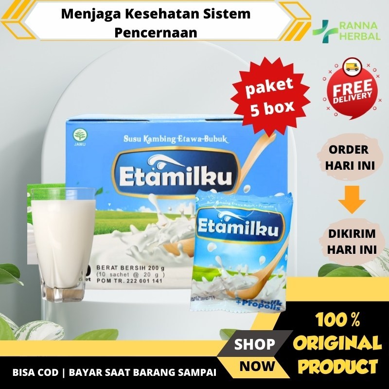 

[PAKET 5 BOX] Susu Kambing Etawa Bubuk Etamilku Rasa Original Vanila Promo Hemat