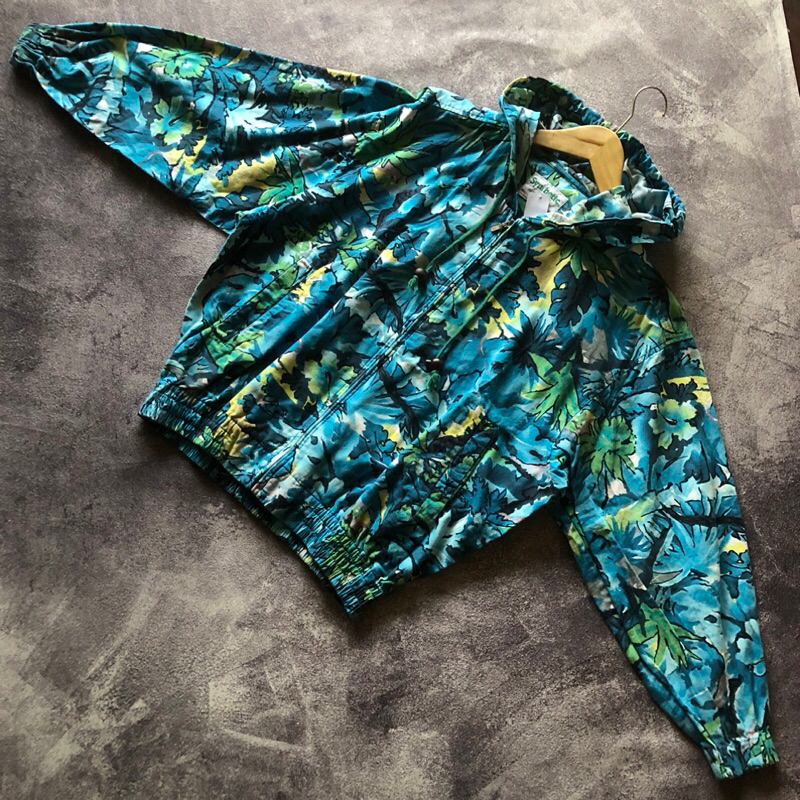 Canvas Jacket Synthetic Second Size M Oversize,Canvas jacket second motif bunga windbreaker jacket s