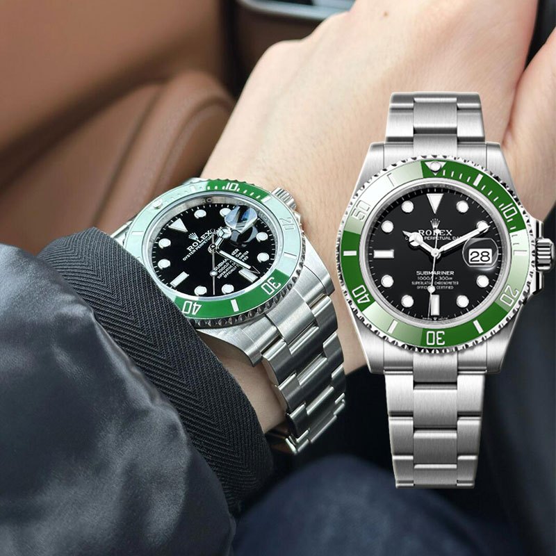 【100% ASLI】Original Jam tangan Rolex Green Submariner M126610LV-0002 Automatic 18CT Teflon material 