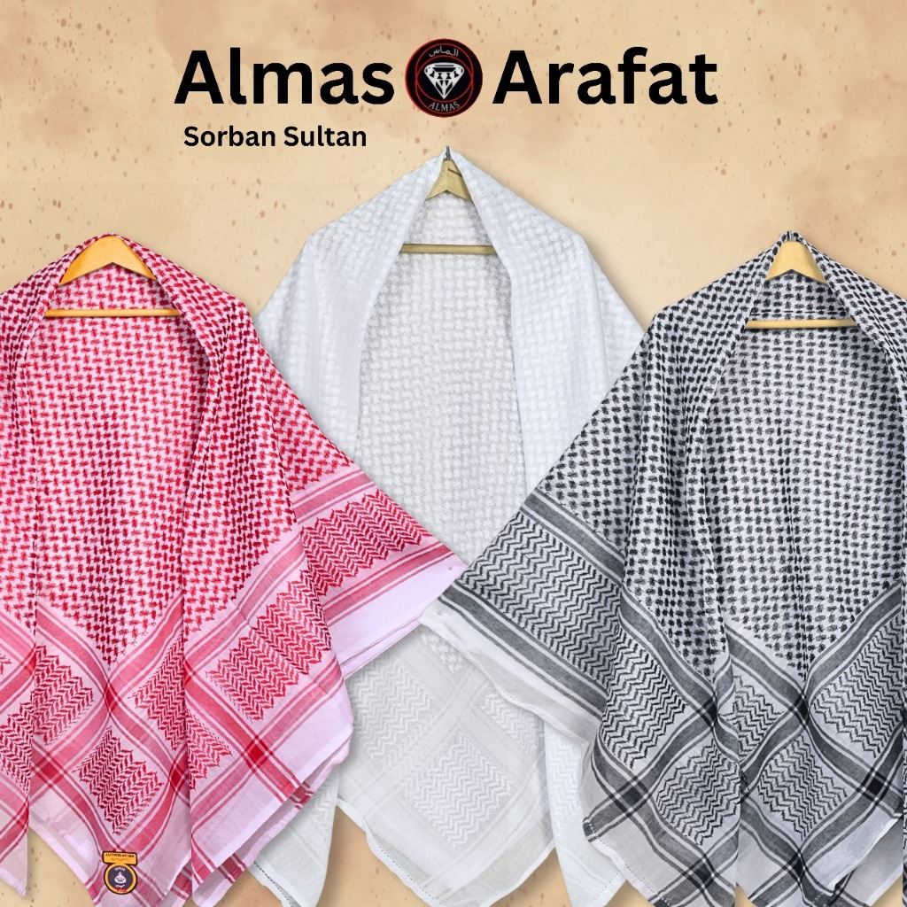 sorban untuk dewasa merk almas saudi harga terjangkau kualitas bagus motif polos