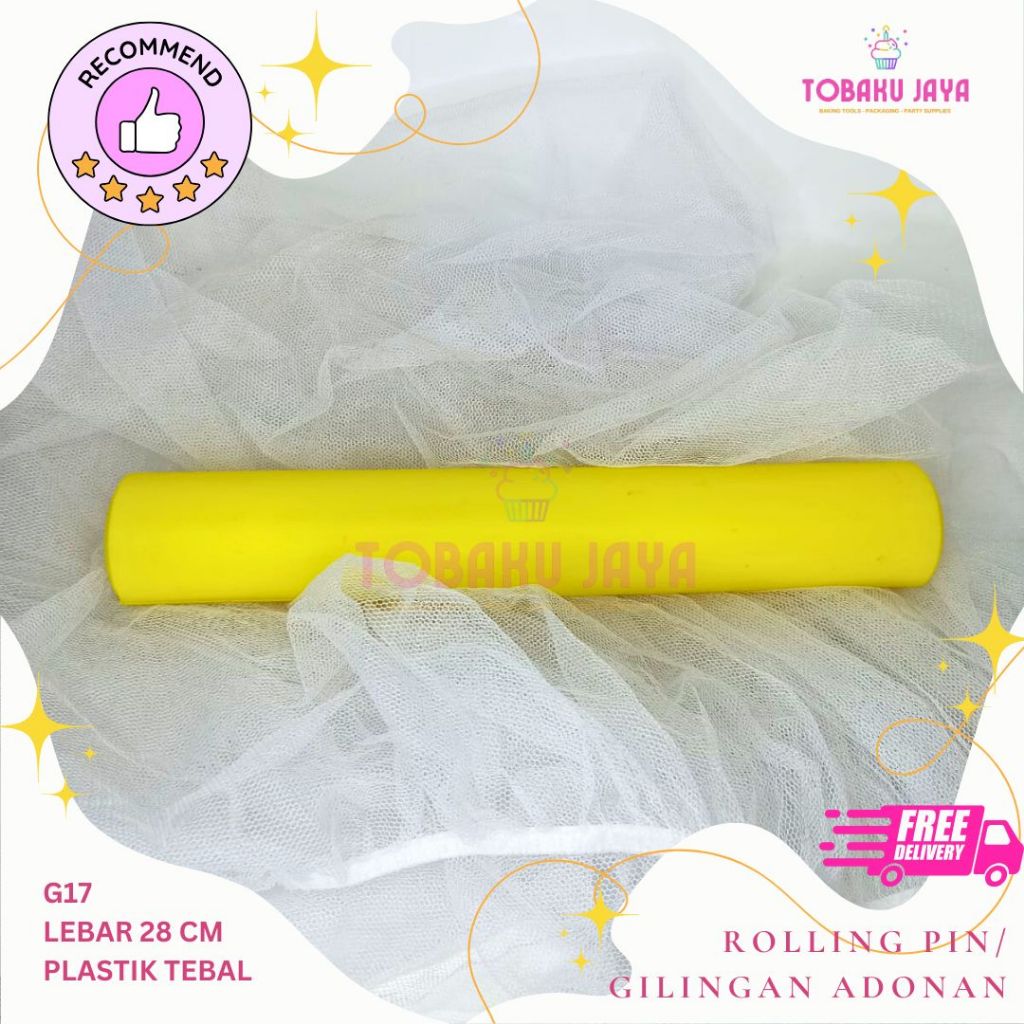 Rolling Pin Kue Plastik / Gilasan Kue Plastik / Penggiling Adonan / Gilasan Adonan Kue Tanpa Gagang 