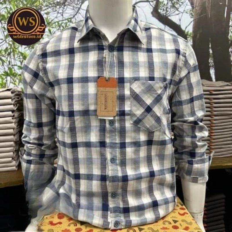 NEW kemeja pria brand WATCHOUT CASUAL lengan panjang WS302010127 NAVY