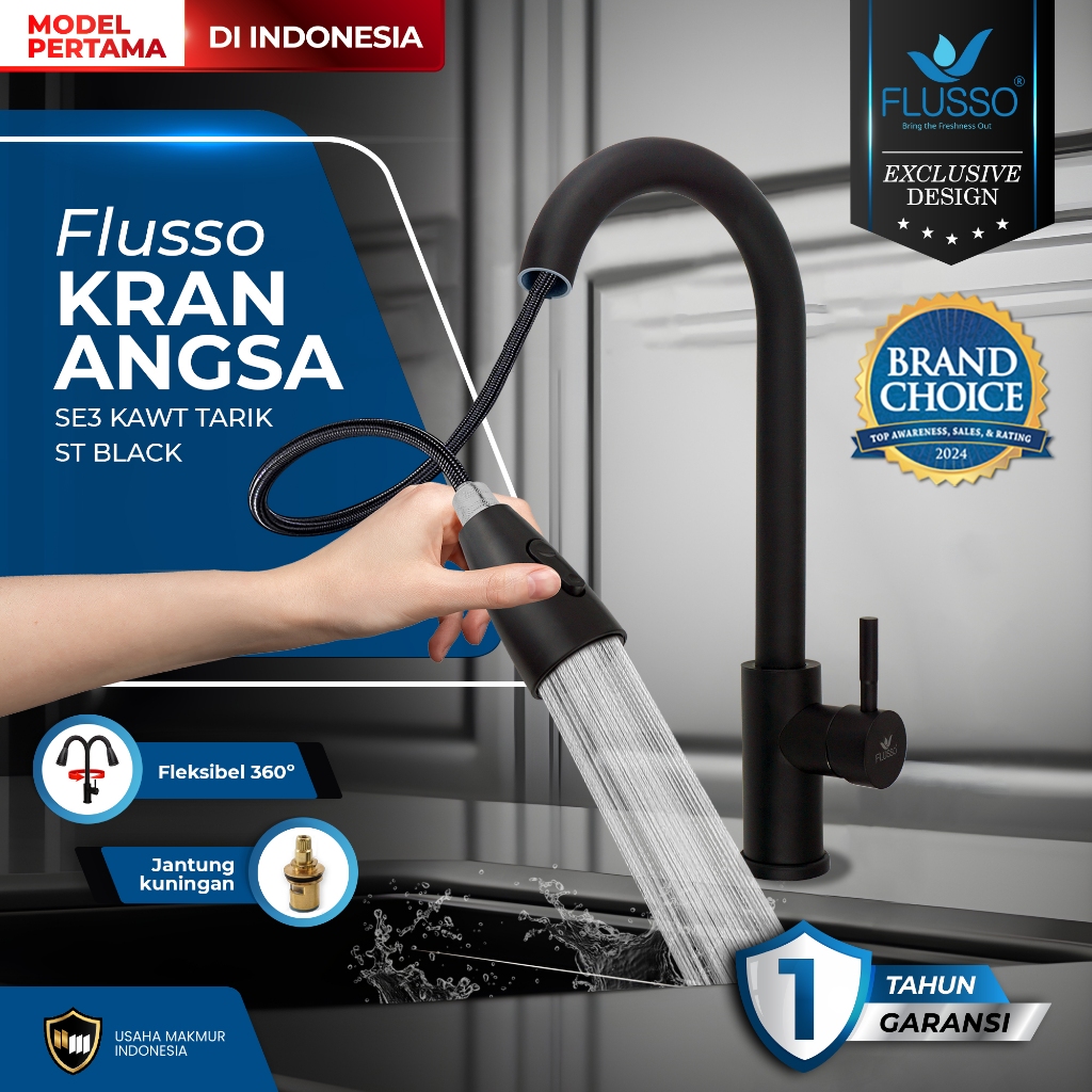 Flusso Kran Sink Tarik Keran Cuci Piring Faucet Sprayer kran Cuci Piring Kitchen sink kran air cuci 