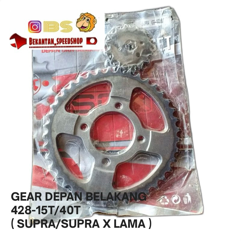 GEAR DEPAN BELAKANG  428-15T/40T ( SUPRA/SUPRA X LAMA )