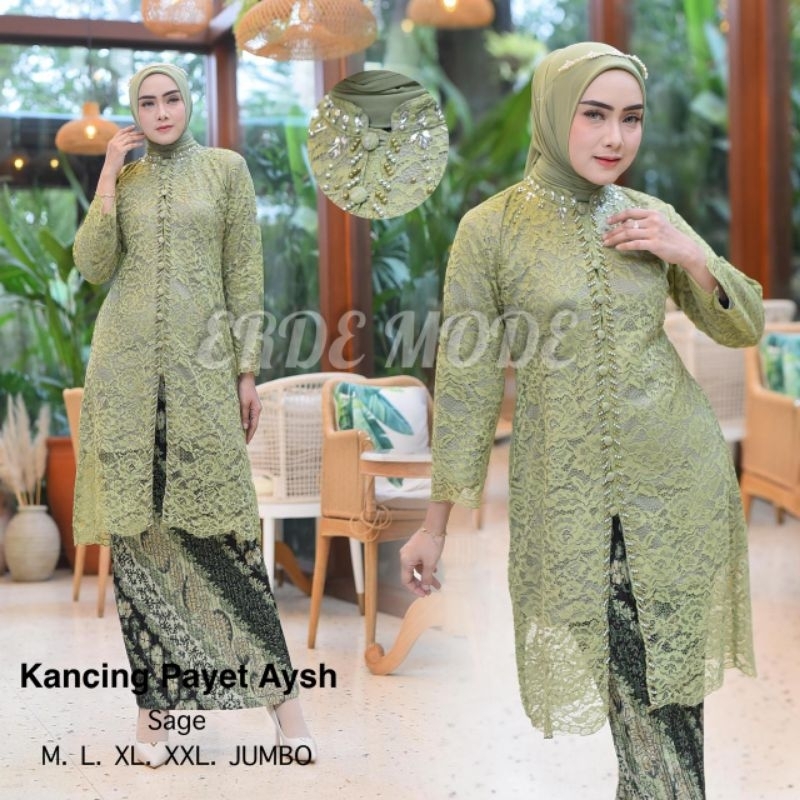 SET KEBAYA TUNIK BRUKAT PAYET - KEBAYA KANCING SERIBU - KEBAYA TRADISIONAL - KEABAYA TUNIK BUSUI