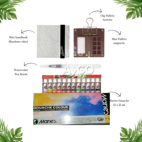 

MilL PAKET LENGKAP MINI PALETE WOODEN MAGNETIC WATERCOLOR