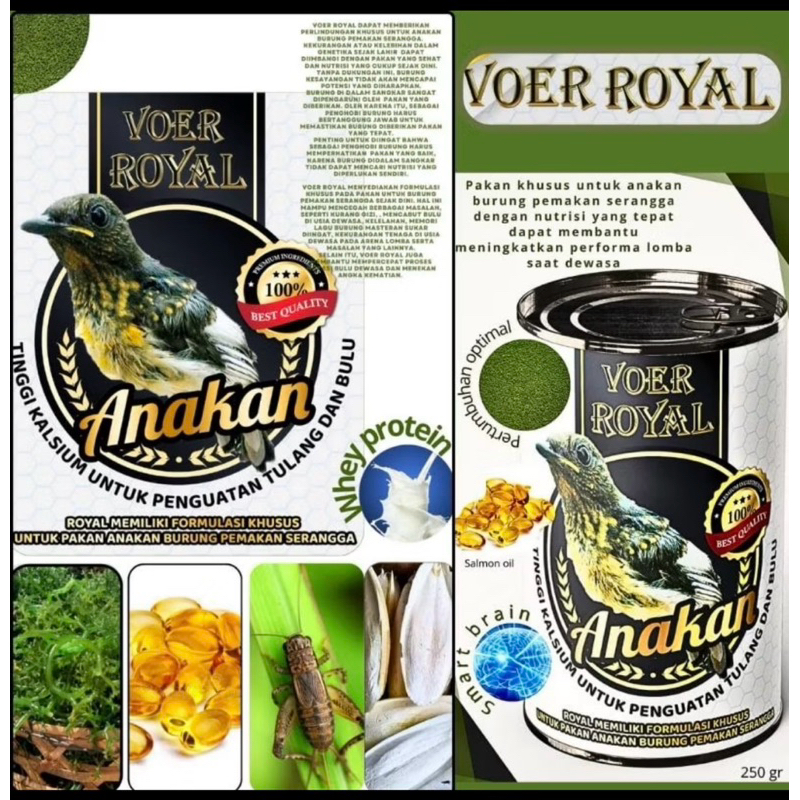 VOER ROYAL ANAKAN VOER TINGGI KALSIUM DAN PROTEIN UNTUK BURUNG MURAI KACER C IJO CUCAK ROWO