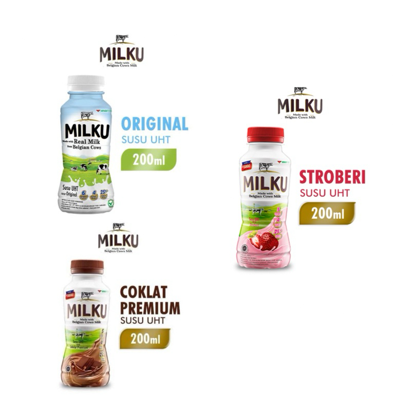 

Milku susu UHT 200ml Cokelat Strawberry Original