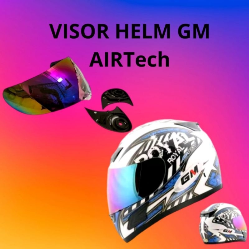 kaca helm GM AIRTECH full face pelangi dll + rachet (dudukan)