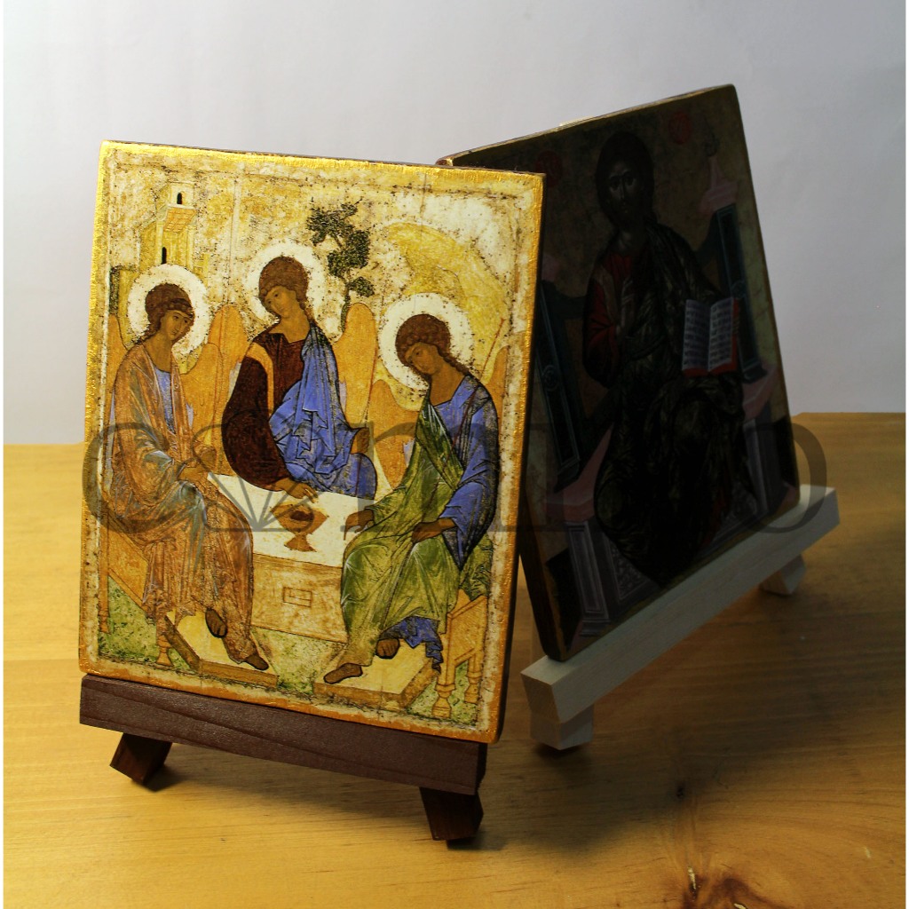 Ikon Trinitas Trinity | Tritunggal Maha Kudus Malaikat Agung Abraham Andrei Rublev Kayu Asli Kristen