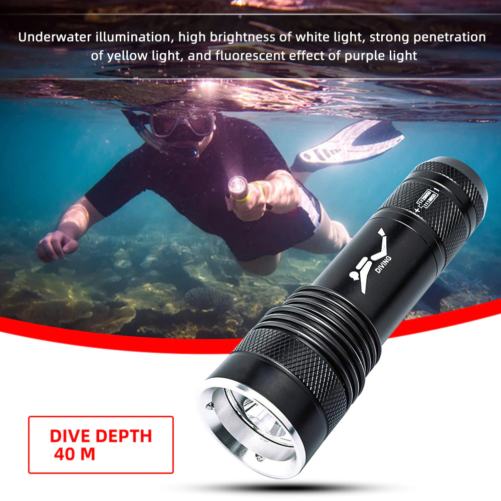 Senter LED Diving Waterproof Warm dan Cool White T6 Genwiss G301