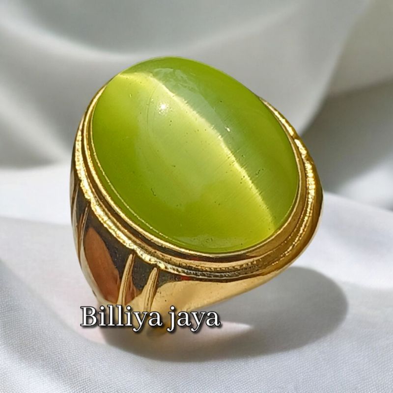 CINCIN BATU AKIK GREEN CAT EYE RING TITANIUM SUPER