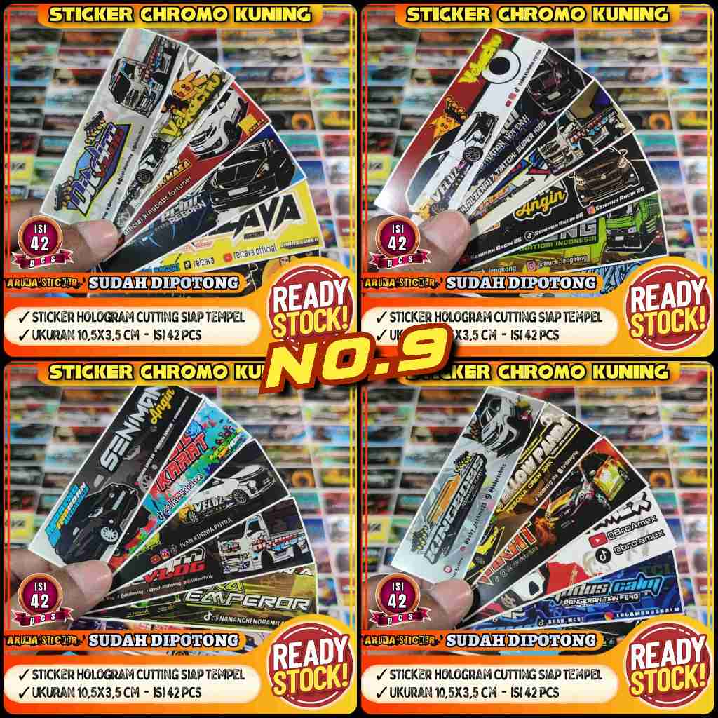 

Sticker Mobil Basuri TCI Model Panjang Isi 42 pc Bahan Glossy Chromo Sudah Dipotong Anti Air