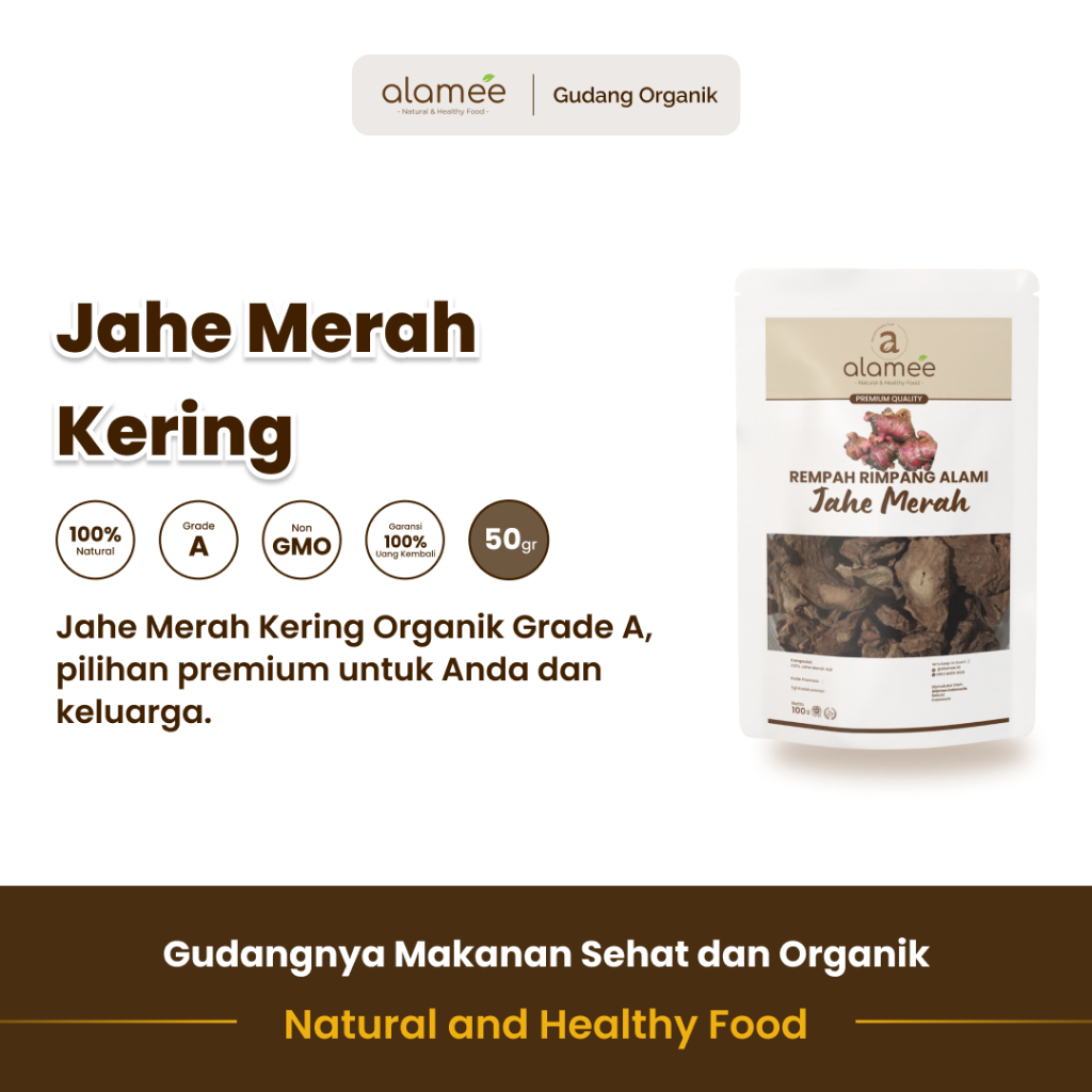 

alamee rimpang jahe merah 50 gram rempah alami pedas berkhasiat kesehatan dengan aroma segar herbal