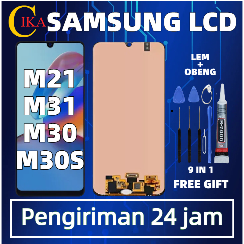 LCD TOUCHSCREEN SAMSUNG GALAXY M21/M215F/M30/M305F/M30S/M307F/M31/M315F AMOLED FULLSET LAYAR ASLI