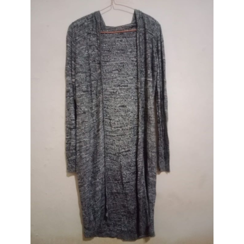 cardigan panjang wanita abu abu