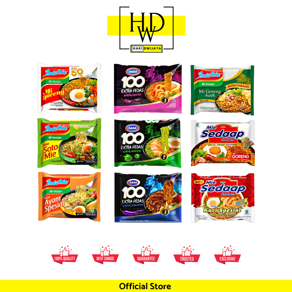 

[5pcs] Mie Instan Goreng Kuah Indomie / Sedaap / Gaga / Sakura Ecer