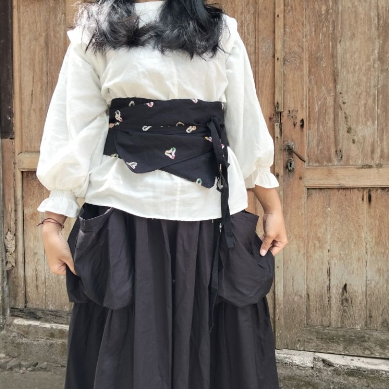 Obi Belt Jumputan/ Obi Belt Kekinian/ Obi Belt Motif Batik Ikat Pinggang/ Obi Belt Kain