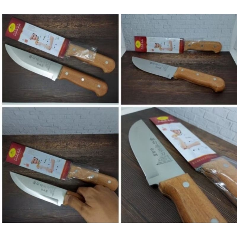 promopisau daging gagang kayu( tebal 2 mm)#pisau daging tajam# pisau daging stenlis