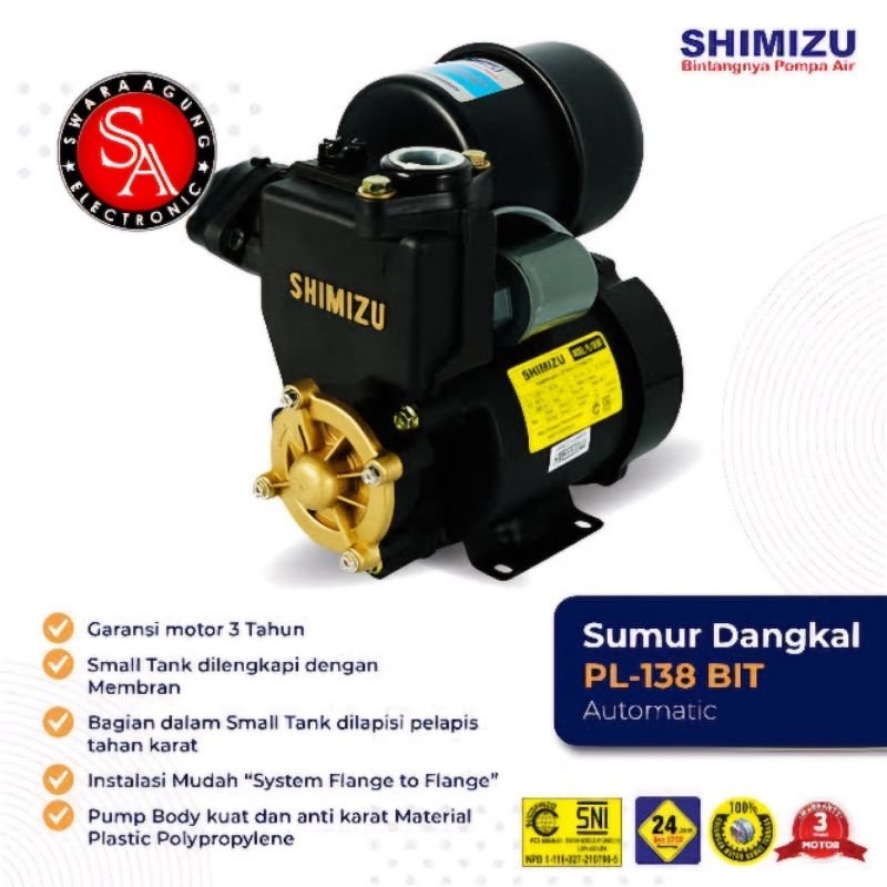 Pompa Air Shimizu Type: PS-138BIT (Khusus Daerah Medan - Gojek)