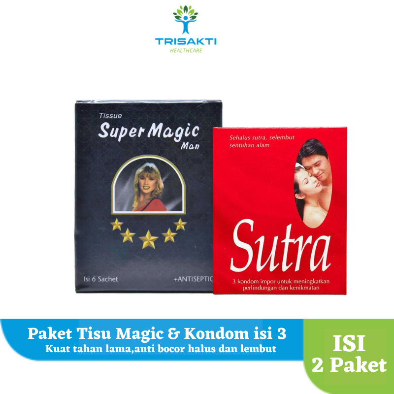 Tissue Super Magic Man Paket Untuk Pria (6 Pcs) + Kondom Sutra merah  (3 Pcs)