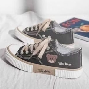 Sepatu Canvas Wanita Import Korea Why Bear / Sepatu Sneakers
