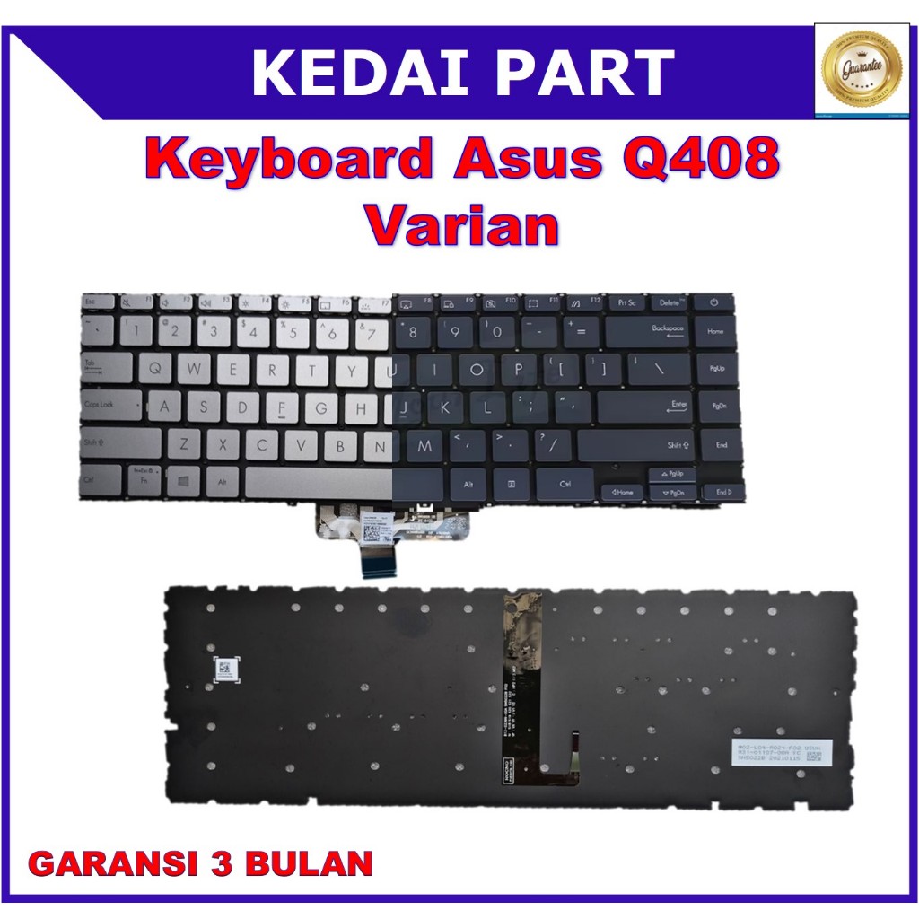 Keyboard Asus Zenbook 14 Q408 Q408U Q408UG Q407 Q407I Q407IQ Dark Blue Silver