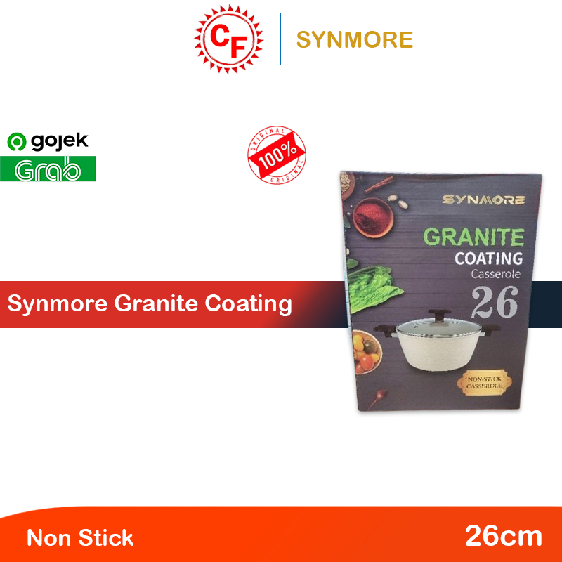 Panci Synmore 26cm Granite Coating with Glass Lid