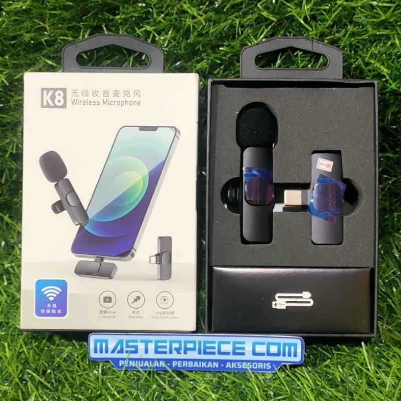 Mic Clip On Wireless HP Type-C/ Wireless Lavalier Lapel Portable Microphone USB Type C - K8