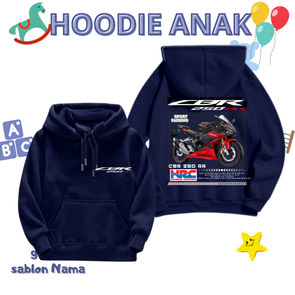 SWEATER HOODIE ANAK USIA 1-12 TAHUN JAKET ANAK MOTIF  MOTOR CBR  JUMPER HOODIE ANAK ATASAN ANAK /
