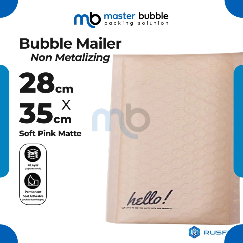 

Amplop Envelope Bubble Mailer Pink Matte 28 x 35 cm / Security Bag Mailer Rusfet Harga Ecer Satuan