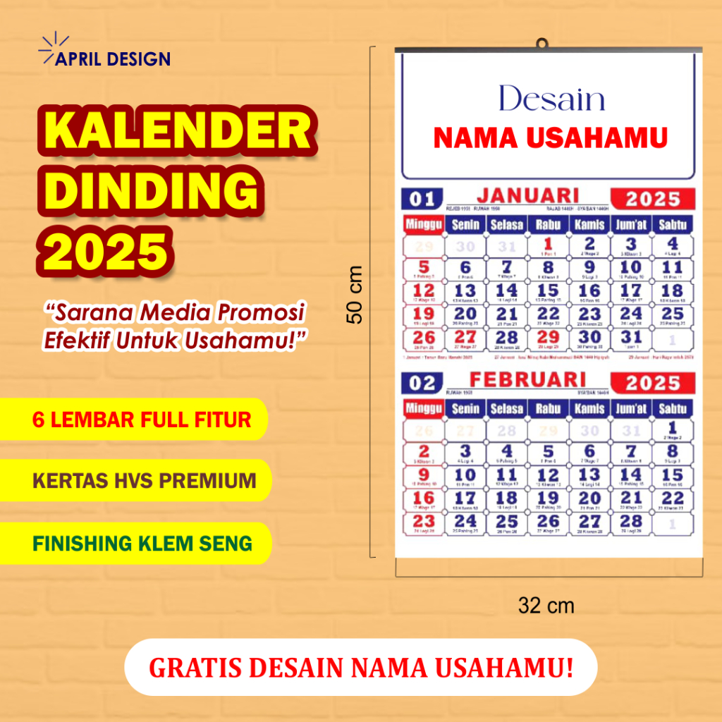 

PROMO! (GRATIS DESAIN) KALENDER DINDING 2025