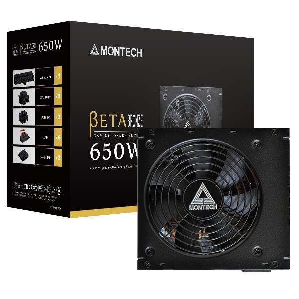 Montech PSU Beta 650W 80+ Gold Flat Cable - PSU 650 Watt Gold