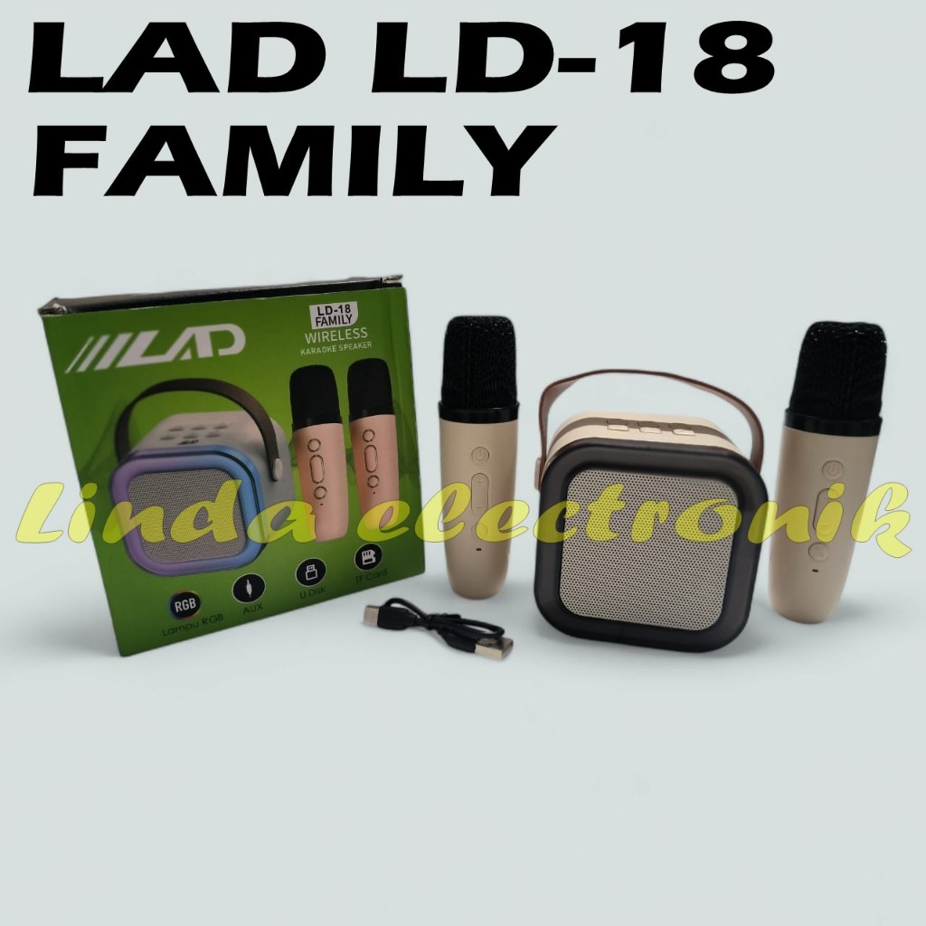 SPEAKER PORTABLE KARAOKE 2 MIC WIRELESS LAD LD18 FAMILY / LAD 18 FAMILY ORIGINAL