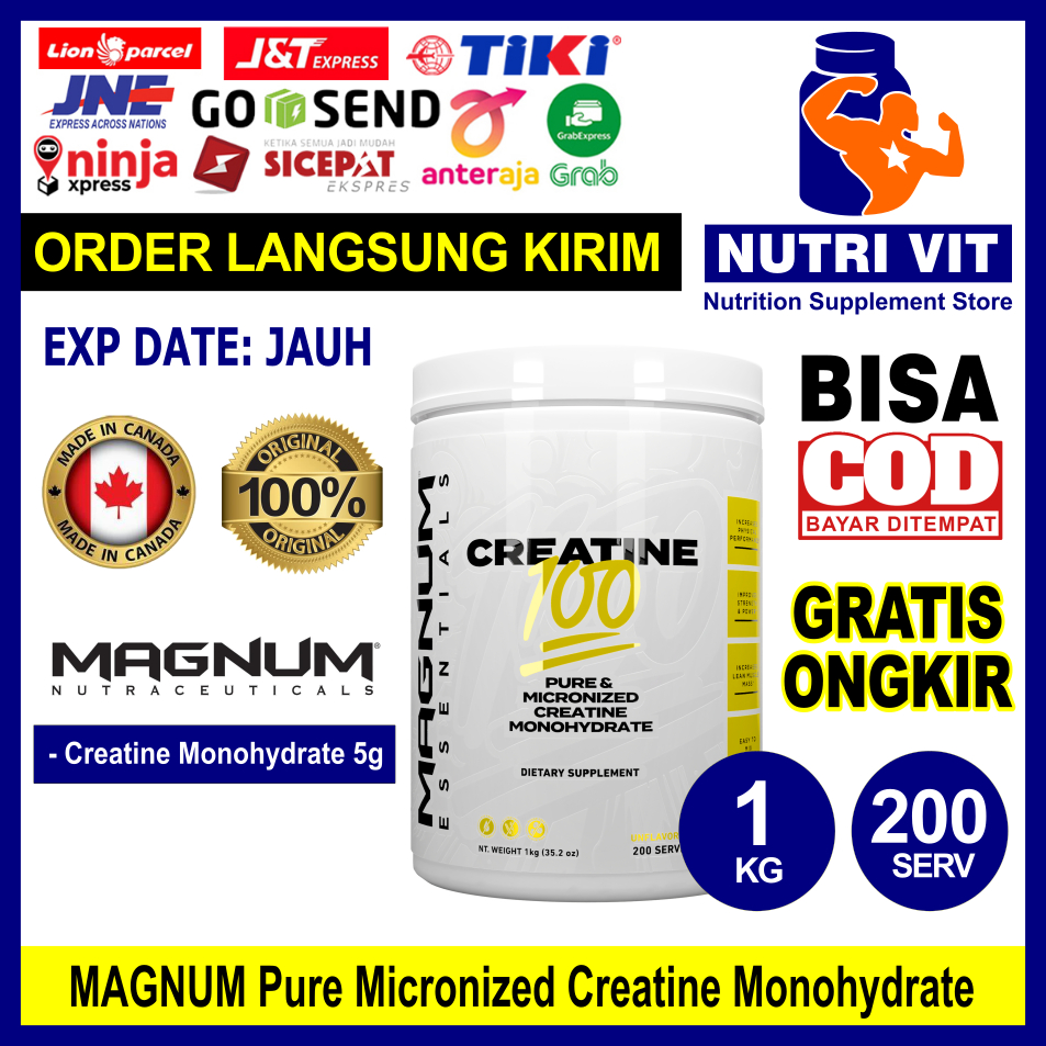 MAGNUM CREATINE 100 Creatine Monohydrate 200 Servings 1000 Grams Magnum Nutraceuticals Canada MAGNUM