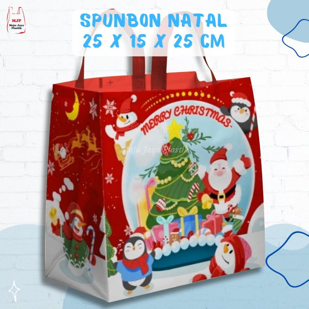 

Tas Spunbond Natal Plong – Goody Bag / Kantong Snack / Bingkisan – Ukuran 25x25 / 30x40 / 25x15